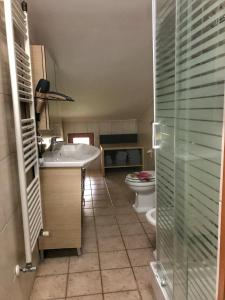 een badkamer met een wastafel en een toilet bij Villa Aresini Relais & Spa in Montemiletto