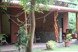 een huis met een boom ervoor bij Wilpattu Haritha Villa in Pahala Maragahawewa