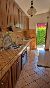 eine Küche mit Herd und Arbeitsplatte in der Unterkunft Ninetta in Aielli