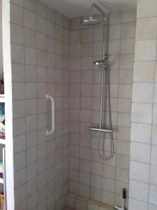 a shower with a shower head in a bathroom at Køge Bed & Kitchen in Køge +27 photos
