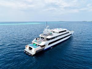 a large white boat in the middle of the water at RITRELLA FLOATING HOTEL&YACHT - FREE beach access daily - Full board meal plan in Male City +31 photos