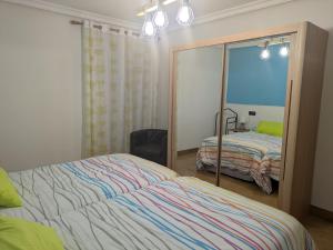 una camera da letto con specchio accanto a un letto di Apartamento Toki Berriya a Elizondo