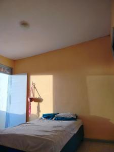 een slaapkamer met een bed in een kamer bij Casa das hortas in São Luís