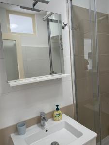 un bagno con lavandino e doccia di Apartment Beauty a Pola (Pula) Altre 32 foto