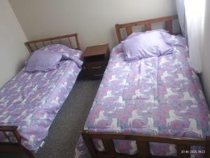 zwei Betten nebeneinander in einem Zimmer in der Unterkunft M&L departamento in Limache