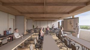 Een afbeelding van een klaslokaal met mensen die aan tafels zitten. bij ARTOTEL Leguna Magelang in Magelang +27 foto's