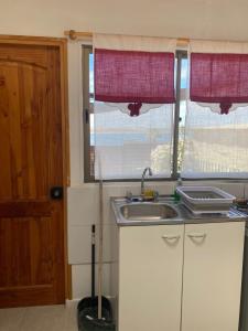 a kitchen with a sink and a window at Loft Tongoy 3 Peninsula in Coquimbo +24 photos