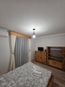 una camera da letto con un letto grande e una televisione di Provence Ap 308 Baile Felix a Cordău