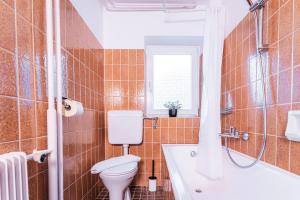 een badkamer met toilet, bad en wastafel bij Ferienhaus Lotta in Umhausen +15 foto's