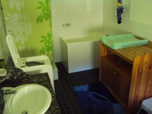 un bagno con lavandino, WC e vasca di Bräkerhaus Toggenburg a Lichtensteig