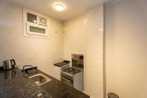 a small kitchen with a stove and a sink at Villa Ramses in Luxor +18 photos
