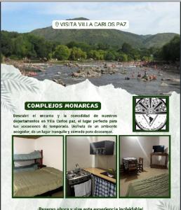 een collage van foto's van mensen in het water bij Habitaciones Monarcas in Villa Carlos Paz