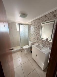 een badkamer met toilet en wastafel bij City center Loreto in Ponta Delgada +16 foto's