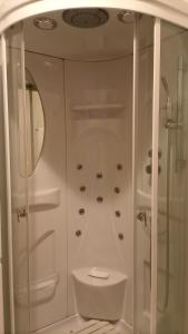 ein Badezimmer mit Dusche und Toilette in der Unterkunft Casa Rosàlia in Castro Daire