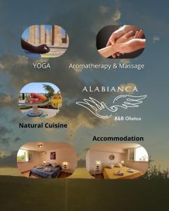 un collage di foto di una camera di Alabianca a Villa Vela