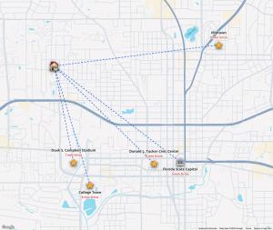 a map of the route of the cleanup effort at Bright 3BR, Dogs, Fenced Yard, FSU & Dwntown in Tallahassee +24 photos