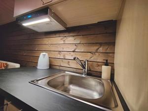 a kitchen counter with a sink in a room at The Little Owls Nest in Rovaniemi