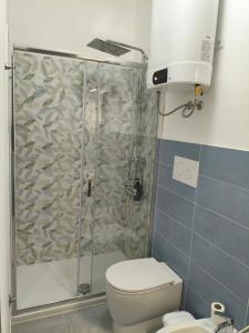 ein Badezimmer mit Dusche und Toilette in der Unterkunft Affittacamere Domus Roseto in Roseto Capo Spulico