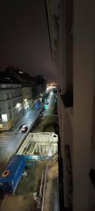 a view of a city street at night at Privat Appartment Room Martz Dorf in Vienna