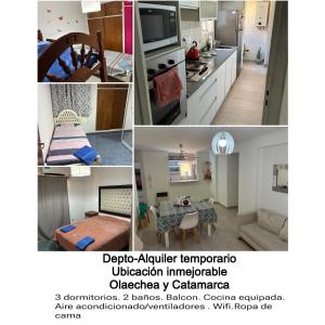 een collage van foto's van een keuken en een woonkamer bij Cómodo in Santiago del Estero