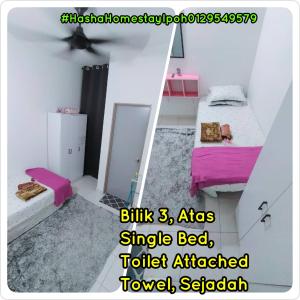 En eller flere senge i et værelse på Hasha Homestay Ipoh