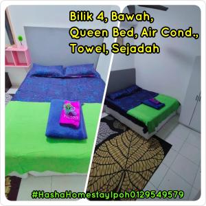 En eller flere senge i et værelse på Hasha Homestay Ipoh