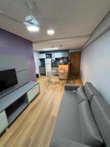 ein Wohnzimmer mit Sofa und Flachbildfernseher in der Unterkunft Flat Rosarinho III - Confortável e Super Completo in Recife + 31 Fotos