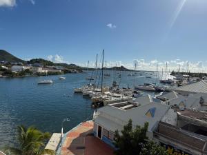 a marina with boats parked in the water at Brise Marine Sxm in Marigot