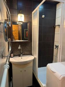 Et badeværelse på Комфортные апартаменты Ак Чокина 99 Apartment on Ak Chokin 99 + 22 billeder