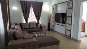 Μια τηλεόραση ή/και κέντρο ψυχαγωγίας στο Jolie Villa Santa avec piscine