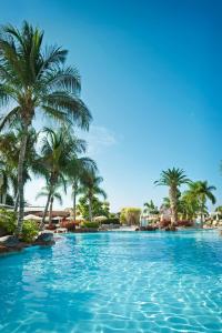 una piscina con palme su una spiaggia di Adrián Hoteles Jardines de Nivaria ad Adeje