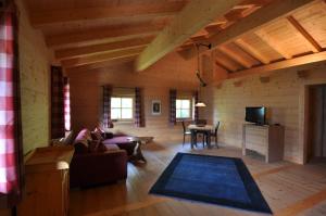 ein Wohnzimmer mit einem Sofa und einem TV in der Unterkunft Sonnenplatzl im Zillertal in Ramsau im Zillertal