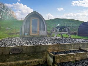 a small dome house with a bench and a table at Birds - Uk48489 in Dalton in Furness +3 photos