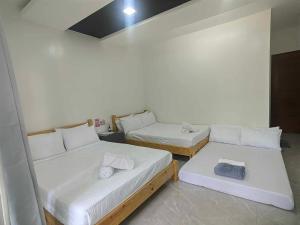 ein Zimmer mit zwei Betten und einer Couch in der Unterkunft Pip.Avenue Beach House in San Narciso