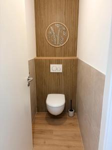 een kleine badkamer met toilet in een kamer bij L élégance centre historique Dole 70 m2 in Dole +13 foto's