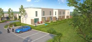 a rendering of a building with a car in a parking lot at Les Bastides in Mimizan
