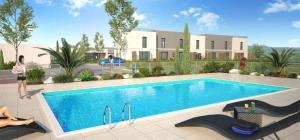 a rendering of a villa with a swimming pool at Les Bastides in Mimizan