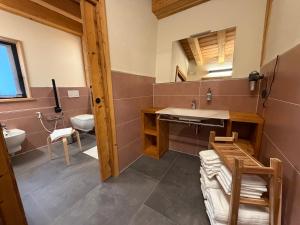 a bathroom with a sink and a toilet at Les Chalets de Pierrot in Cogne +47 photos