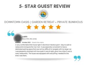 ein Screenshot der Star-Gästebewertungs-Website in der Unterkunft Downtown Steps to Waterfront "The Garden" in Newburyport