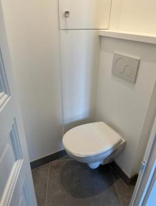a small bathroom with a toilet and a shower at Charming modern & bright apartment in Fontenay-sous-Bois