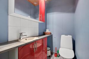 a bathroom with a sink and a toilet in it at Pyhäkoti A - 30 Meters From the Slopes - Valkea Homes in Pyhätunturi