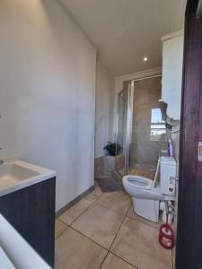 une salle de bains avec toilettes et lavabo dans l'établissement JV guesthouse, à Durban 38 autres photos