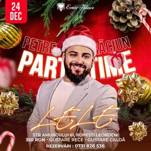 a flyer for a christmas party with a man wearing a santa hat at Emir Palace in Popeşti-Leordeni