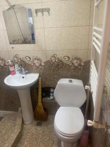 a bathroom with a toilet and a sink at Джермук 3-комнатная квартира in Jermuk +6 photos