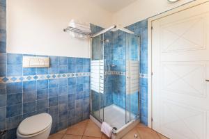 een badkamer met douche en toilet bij Cozy accommodation with shared pool in Vignola Mare