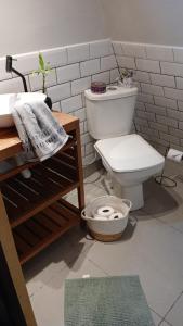 Phòng tắm tại Chalé romântico com hidro, lareira e churrasqueira na Serra