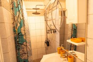 a bathroom with a shower and a sink at Bel La Vi Apartment in Le Lamentin +18 photos