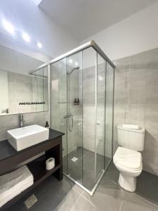 Phòng tắm tại Hotel Mar y Arte Piriapolis