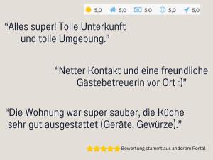een schermafdruk van een mobiele telefoon met een tekstvak bij SONNENSEITE Schonach - Für Paare und Ruhesuchende - Private Infrarotsauna - 2 SZ - Küche mit Spülmaschine und Mikrowelle - 300 m zum Waldrand - Parkplatz direkt am Haus in Schonach +30 foto's