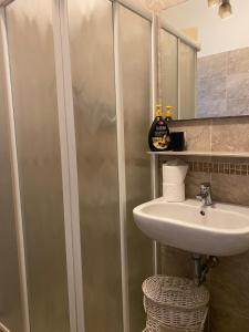 ein Badezimmer mit Dusche und Waschbecken in der Unterkunft Appartamento Premier in Gatteo a Mare + 4 Fotos